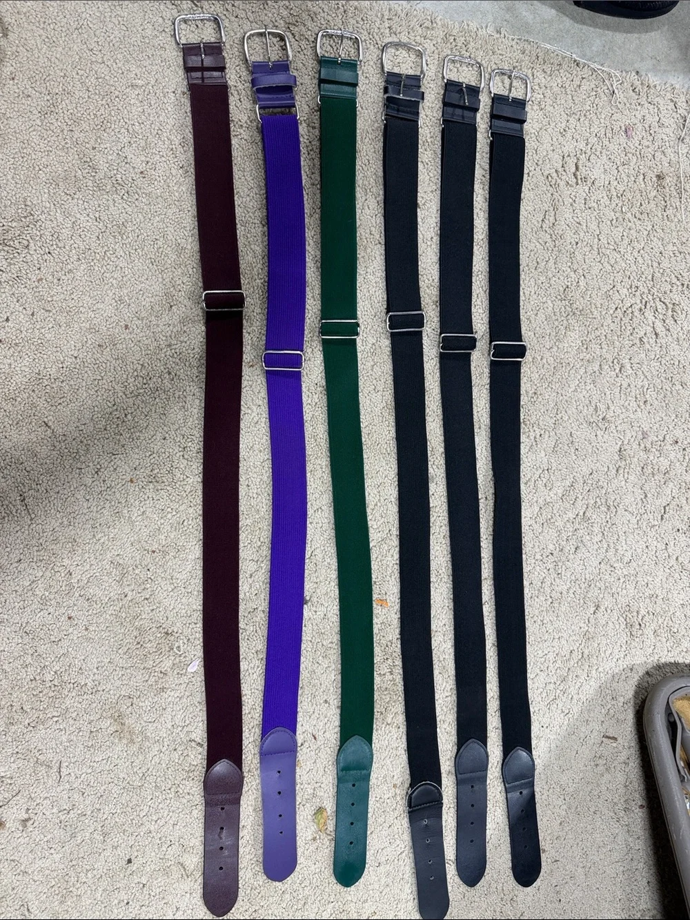 Men's adjustable baseball pant belts - black/purple/green/maroon all for $10